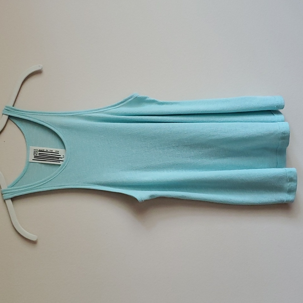 FREE PEOPLE Turquoise Ribbed Tank Top, Sz Small Like New - Picture 3 of 6